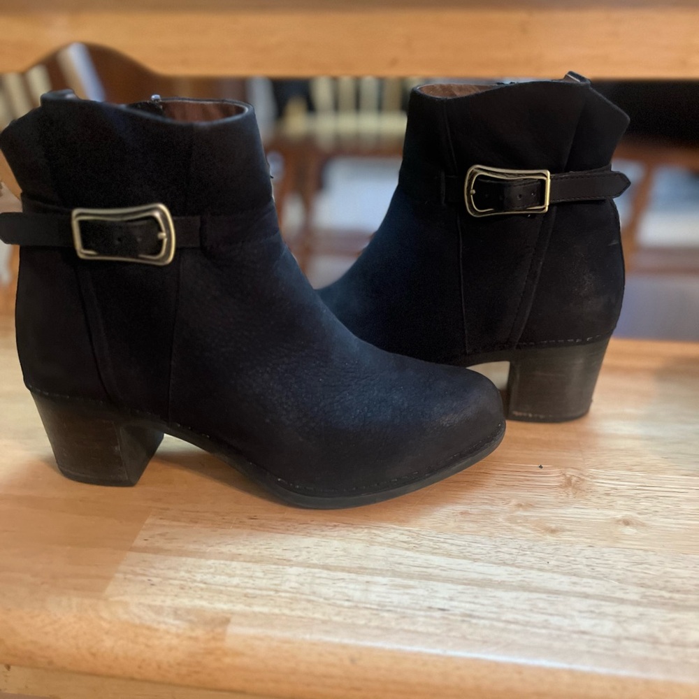 Dansko Black Ankle Booties with Buckle